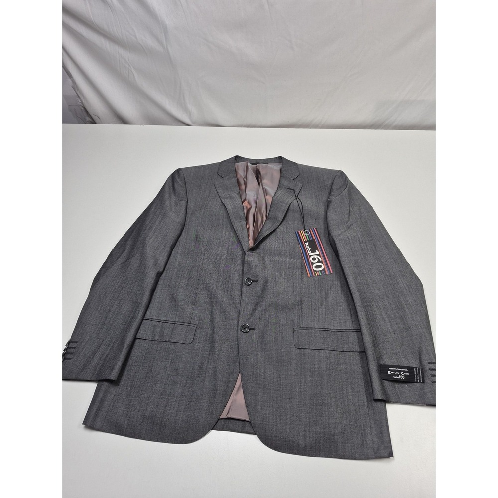 Emilio Ciro Suit Jacket Mens 42 Short Gray Wool Turbo 160 2 Button NWT